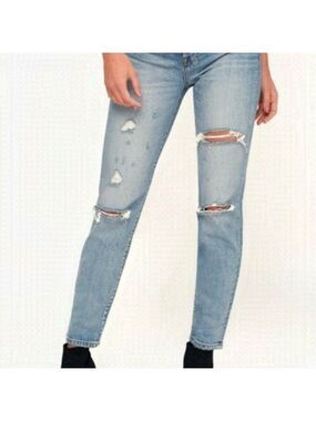 𝅺pistola Distressed Nico High Rise Mom Light Wash Jeans Size 29